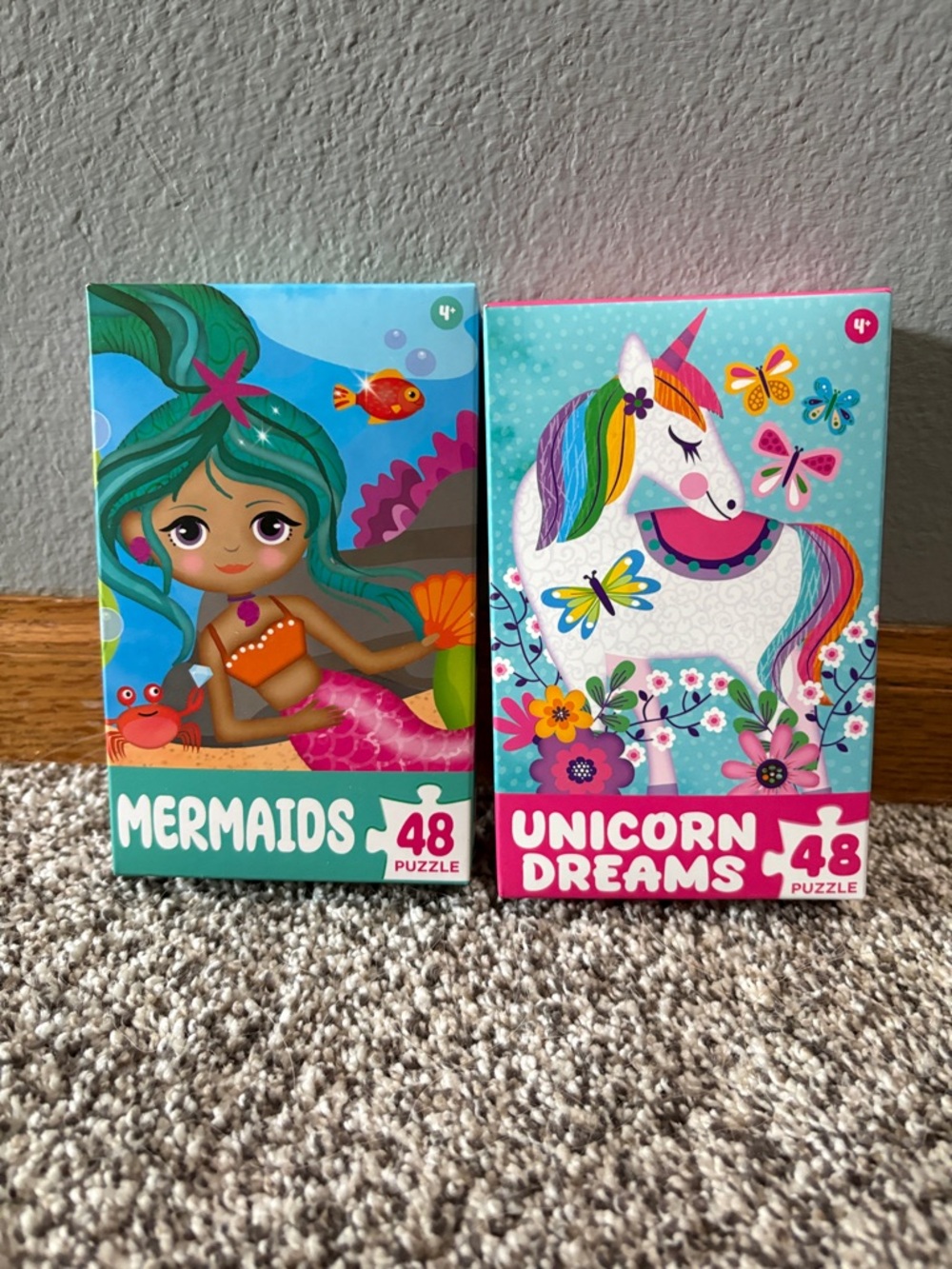Mermaids & Unicorn Dreams 48-Piece Puzzle Set - Aqua, Pink & Teal